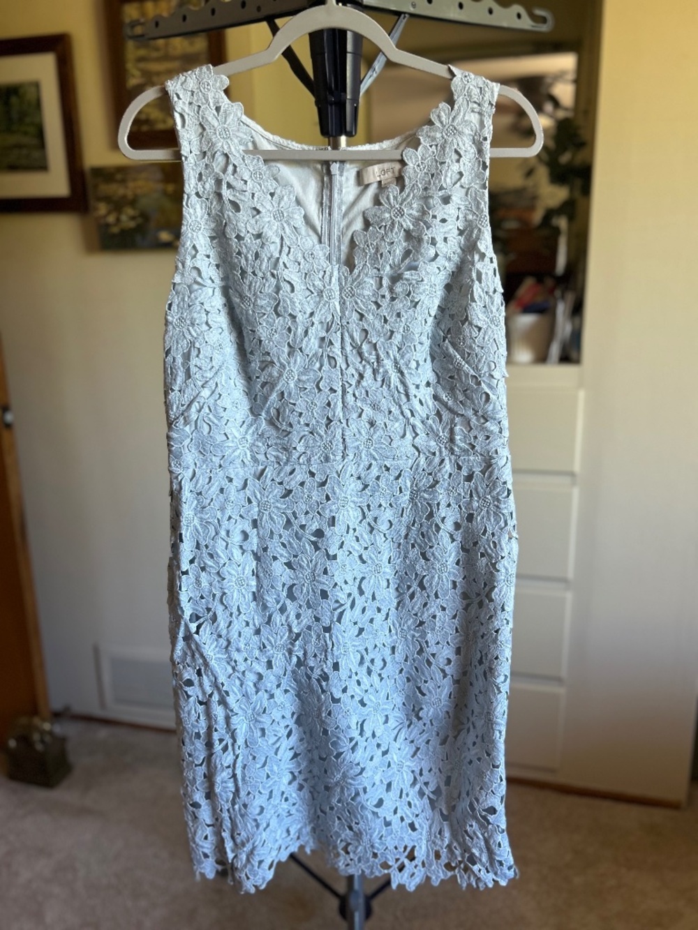 Ann Taylor Loft Pale Blue Lace Overlay Dress